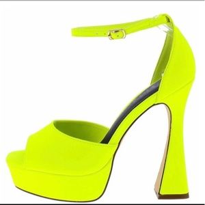 Neon yellow peep toe heels